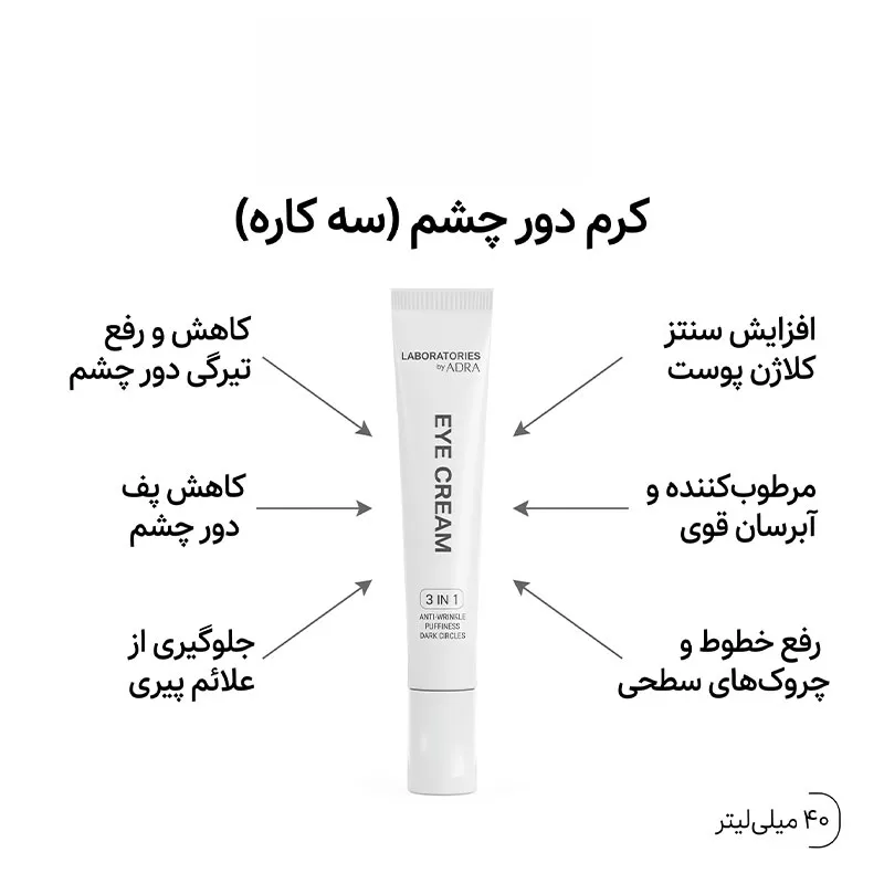 کرم دور چشم روز و شب لابراتوریز آدرا مدل Smooth حجم 40 میلی‌لیتر