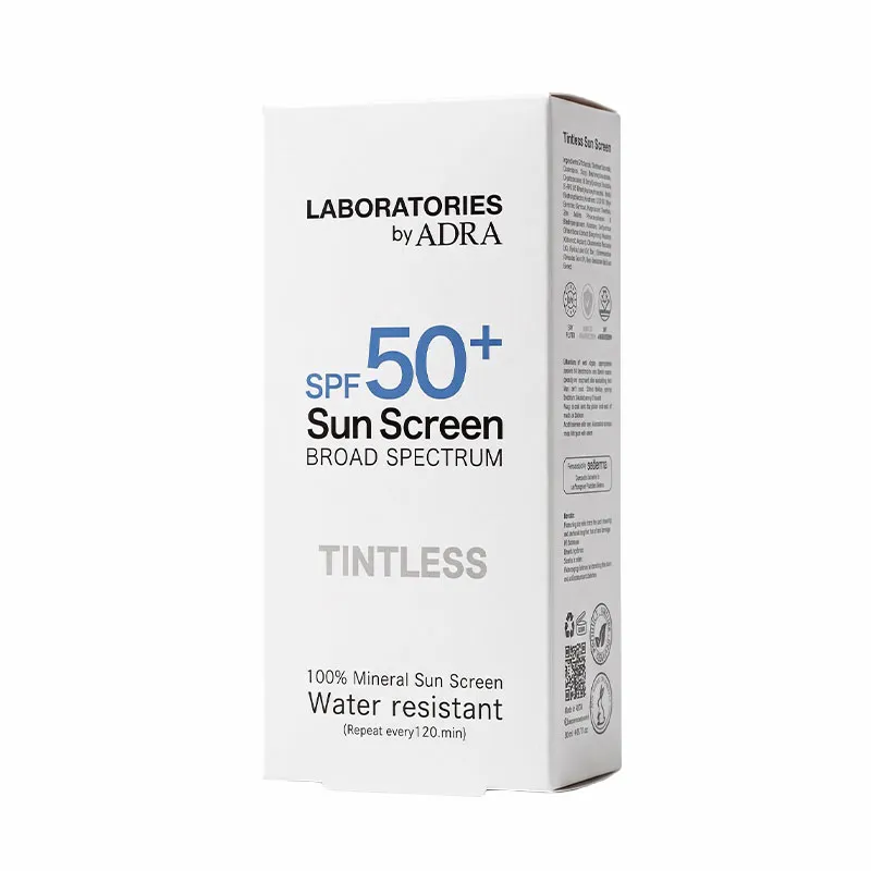 کرم ضد آفتاب بی‌رنگ صورت آدرا SPF 50 مدل لابراتوریز ‌محافظ در برابر UVA & UVB مناسب برای انواع پوست حجم 50 میلی‌لیتر